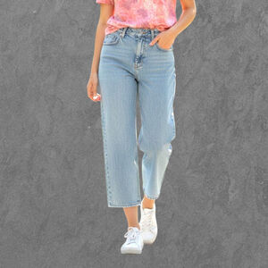Harlow | High Waisted Stonewash Denim Cropped Jeans 28 Retro 80s Boyfriend
